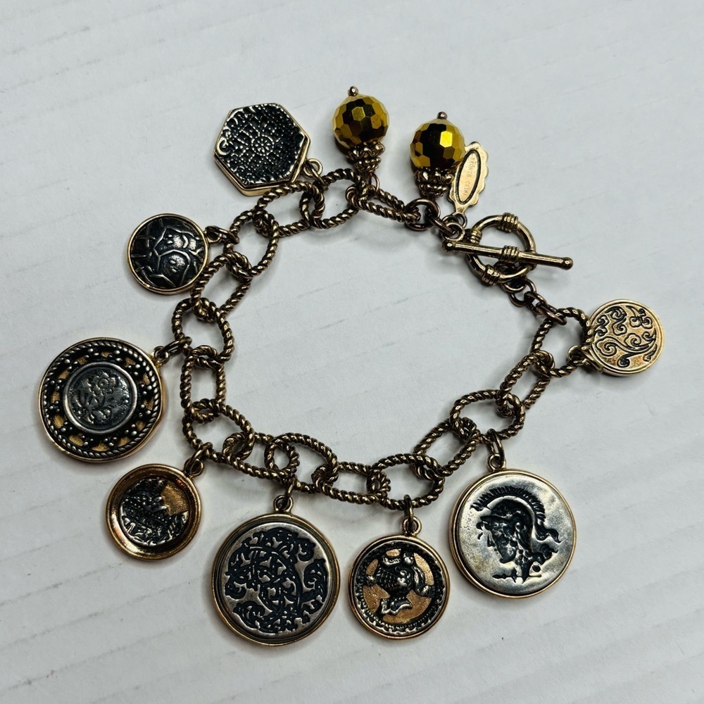 AMY KAHN RUSSELL Vintage Gold Rare Coin Charm Bracelet - Picture 13 of 13